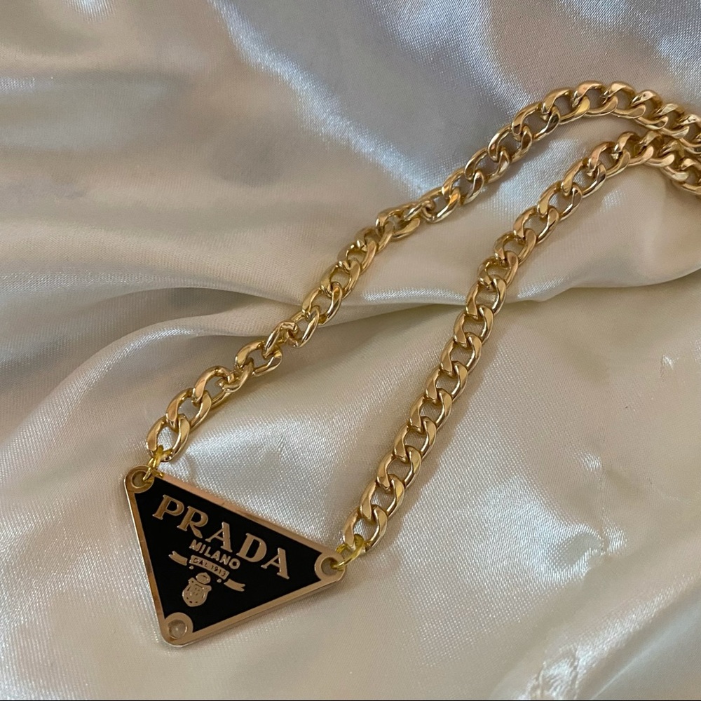 Authentic Repurposed Black Vintage Prada Chain